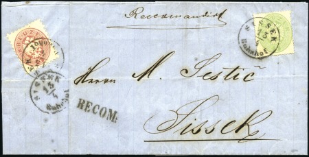 Stamp of Hungary AUSGABENMISCHFRANKATUR
5Kr rot (rückseitig) in Au