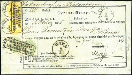 Stamp of Hungary RETOURRECEPISSE MIT AUSGABENMISCHFRANKATUR
3Kr gr