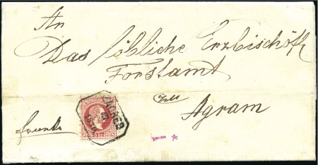 Stamp of Hungary 5kr rot auf einfachschwerem Ortsbrief aus Kroatien