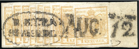 Stamp of Hungary 1Kr HP - hochwertiges Lot mit Vierer-, Fünfer- und