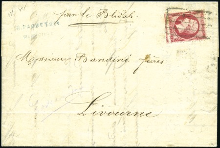 Stamp of France 1862 80c Empire dent. obl. barres en rectangle de 