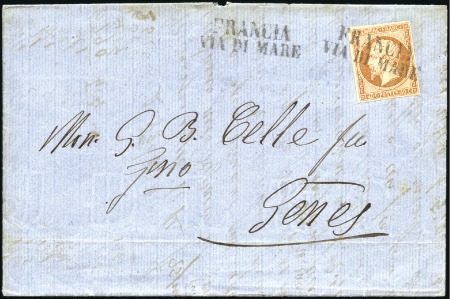 Stamp of France 40c Empire ND obl. FRANCIA VIA DI MARE sur lettre 