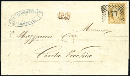 Stamp of Auction catalogues 1870 40c Siège, un coin arrondi, obl. rectangle de
