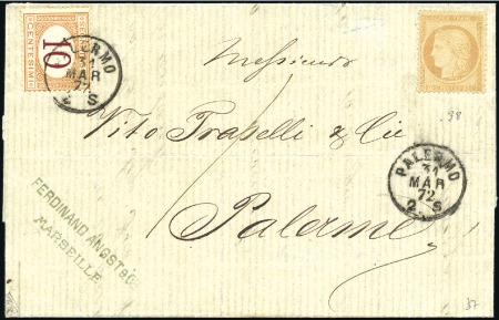 Stamp of France 1872 Deux lettres de Marseille pour Palerme avec t