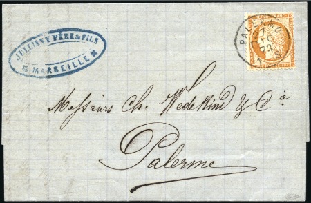 Stamp of France 1870 40c Siège, deux lettres de 1873 de Marseille 