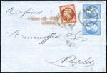 Stamp of France 1862 40c Empire dent. obl. càd Napoli sur lettre d