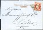 Stamp of France 1862 Empire dent. 40c et 80c, les deux obl. Napoli