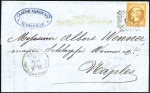Stamp of France 1862 40c Empire dent. obl. rectangle de points 184