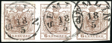 Stamp of Hungary 6Kr braun Maschinenpapier Type III in waagrechtem 