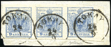 Stamp of Hungary TOKAY DURCHSTICH - 9Kr DREIERSTREIFEN - TOKAY ROUL