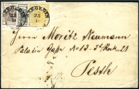 Stamp of Hungary DREIFARBEN-TREPPENFRANKATUR
6Kr braun Type III + 