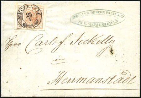 Stamp of Hungary 6Kr braun + 3Kr rosa, beide Maschinpapier Type III