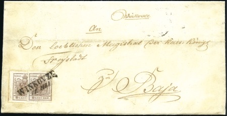 Stamp of Hungary 6Kr braun (2X) Maschinenpapier Type III entwertet 