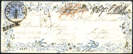 Stamp of Hungary 9Kr blau Maschinenpapier Type IIIa auf buntem (gol