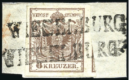 Stamp of Hungary 6Kr braun Handpapier Type I entwertet mit Einzeile