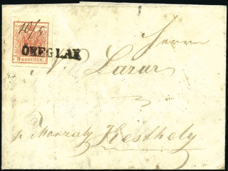 Stamp of Hungary 3Kr rot Maschinenpapier Type IIIa entwertet mit Ei