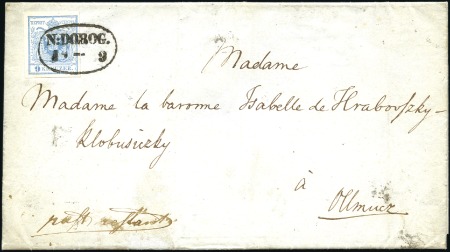 Stamp of Hungary 9Kr blau Handpapier Type I entwertet mit Ovalstemp