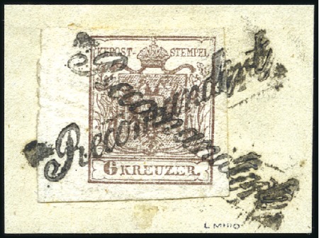 Stamp of Hungary 6Kr braun, Lot mit fünf Stücken entwertet mit Einz
