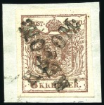 Stamp of Hungary 6Kr braun, Lot mit fünf Stücken entwertet mit Einz