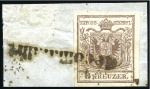 Stamp of Hungary 6Kr braun, Lot mit fünf Stücken entwertet mit Einz
