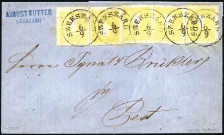 Stamp of Hungary 2Kr gelb Type II, 5 Stück entwertet mit Einkreis S