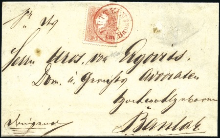 Stamp of Hungary 5Kr rot Type II mittig frankiert auf einfachschwer