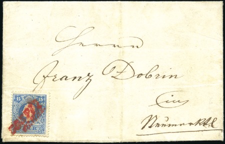 Stamp of Hungary 15Kr blau Type II auf einfachschwerer Faltbriefhül