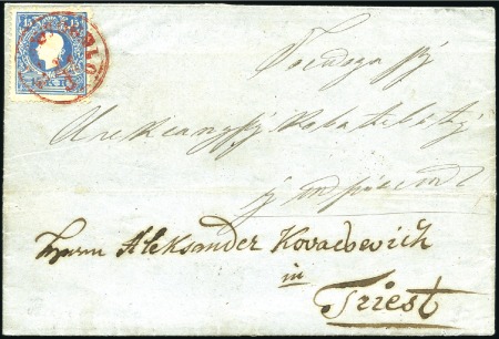 Stamp of Hungary 15Kr blau Type II entwertet mit rotem Einkreis RAJ