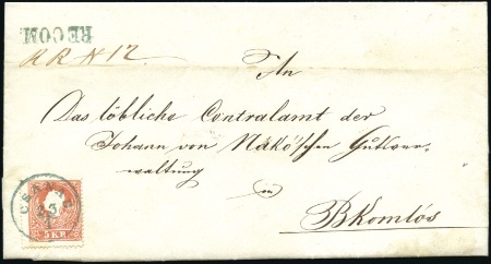 Stamp of Hungary 5Kr rot Type II und 10Kr braun auf Rückseite, entw