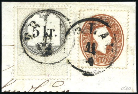 Stamp of Hungary 10Kr Brown and revenue stamp 5Kr black and brown t