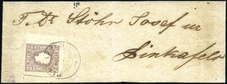 Stamp of Hungary 1858 Newspaper 1.05Kr lilac, type II, tied by PINK