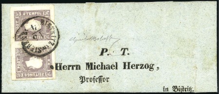 Stamp of Hungary 1858 1.05Kr graulila Type II im Paar entwertet mit