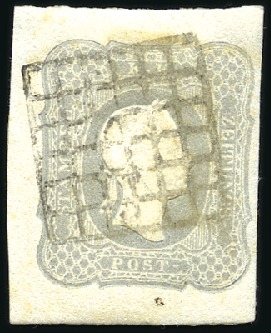 Stamp of Hungary 1861 1.05Kr grau mit Gitterstempel entwertet, Prac