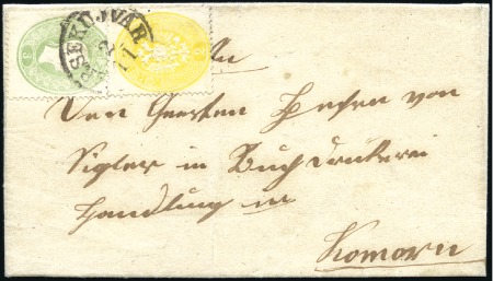 Stamp of Hungary AUSGABENMISCHFRANKATUR
1863 2Kr gelb eng gezähnt 