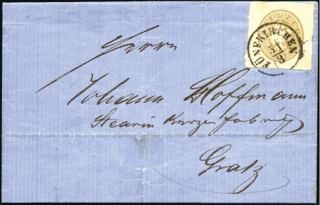 Stamp of Hungary 15Kr braun Ganzsachenausschnitt entwertet mit Eink