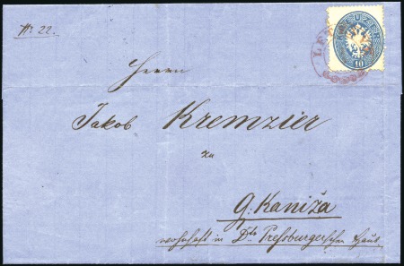 Stamp of Hungary Abstempelungen - Cancellations

1863 10Kr blau e