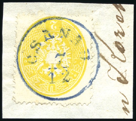 Stamp of Hungary 1863 2Kr gelb eng gezähnt zentrisch entwertet mit 