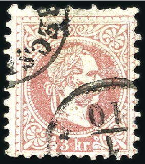 Stamp of Hungary 1867 3Kr Red ERROR OF COLOUR cancelled by N: BECSK