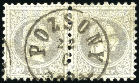 Stamp of Hungary 25Kr lilagrau in waagrechtem Paar entwertet mit Ei