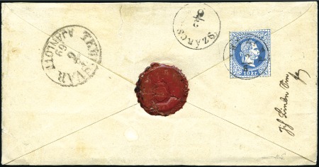 Stamp of Hungary 10KR GANZSACHENAUSSCHNITT  -   UNIKAT
1867 5Kr Ga