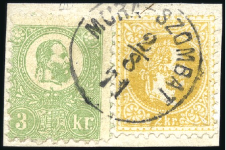 Stamp of Hungary 2Kr gelb in Ausgabenmischfrankatur mit 3Kr grün St