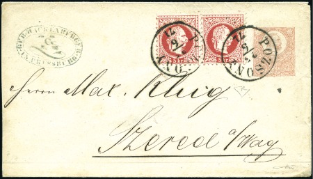 Stamp of Hungary 1871 5Kr Red postal stationery envelope (typograph