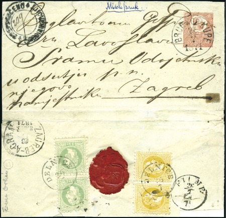 Stamp of Hungary 5Kr rot Ganzsachenkuvert Ungarn Buchdruck in Ausga