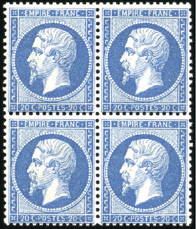 Stamp of France 1862 20c Empire dent. en bloc de 4 neuf, TB, très 