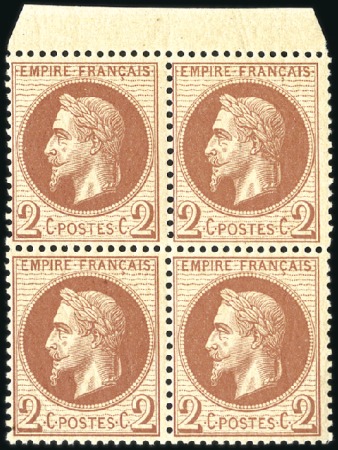 Stamp of France 2c Empire Lauré en bloc de 4 neuf sans ch., TB, tr
