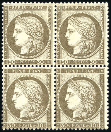 Stamp of France 1871-75 Cérès 30c brun, en bloc de 4 neuf, TB, trè