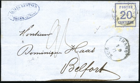 Stamp of France » Guerre de 1870-1871 Alsace-Lorraine 20c de Thann 1.09.71 pour Belfort 