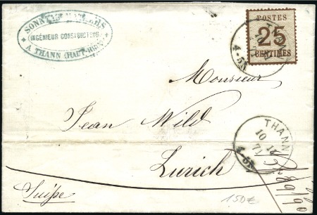Stamp of France » Guerre de 1870-1871 Alsace-Lorraine 25c de Thann 10.11.71 pour la Suis
