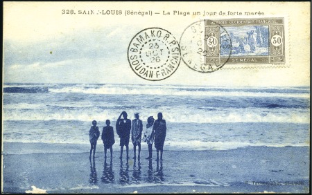 Stamp of Colonies françaises » Sénégal 1926 Rare voyage aérien France-Madagascar, CPA de 