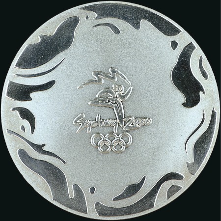 Stamp of Olympics 2000 Sydney athlete's participation medallion, sil